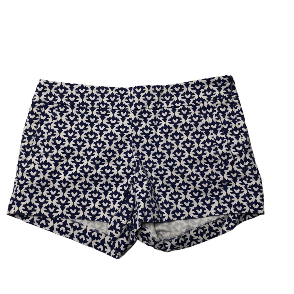 J. Crew Factory Stretch Navy Blue and White Print Mid Rise Stretch Shorts